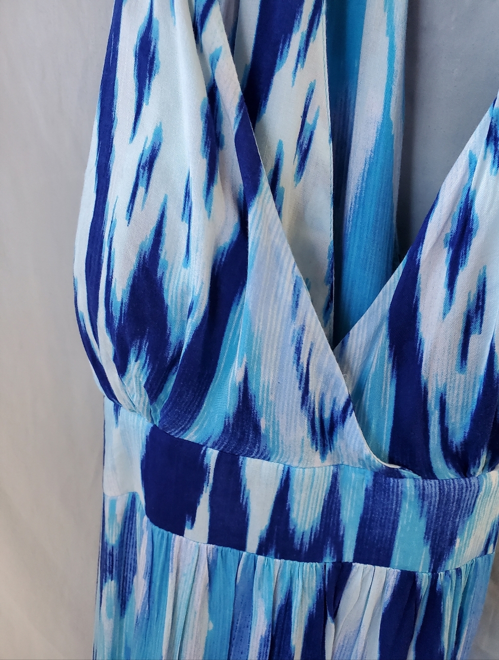 Athleta Blue Ikat Halter Maxi Dress with White Accents - Picture 6 of 12